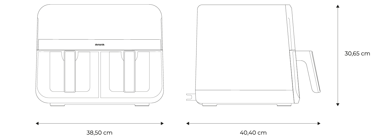 AIWA Air Fryer FUTAGO-measures AIWA Air Fryer FUTAGO-measures