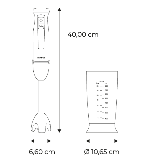 AIWA Hand Blender KENKIRI 1200 Hand Blender-measures