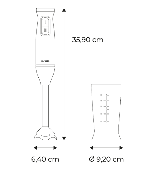 AIWA Hand Blender KENKIRI 800-measures