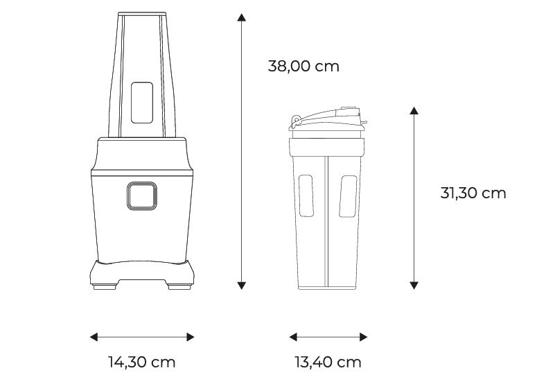 AIWA Personal Blender SABERU 1000-measures