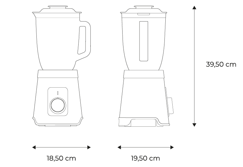 AIWA Table Blender Saberu 1500-measures