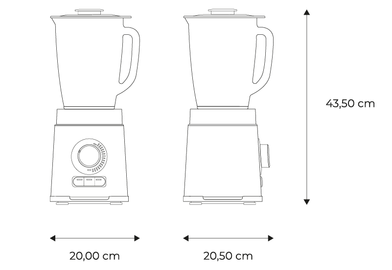 AIWA Table Blender SABERU 1800-measures