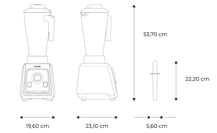 AIWA Table Blender SABERU PRO-measures